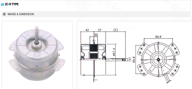 washing machine motor size