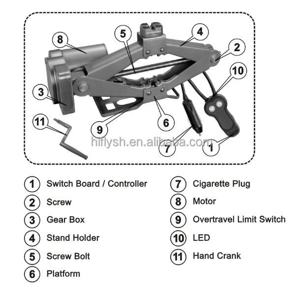 5000kg New Arrival Hy-135bht Electric Scissor Jack And Impact Wrench