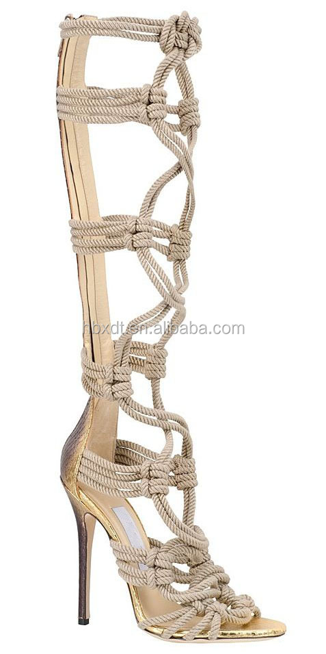 Sexy Cut Out Rope Strappy Sandals High Heel Women Gladiator sandals