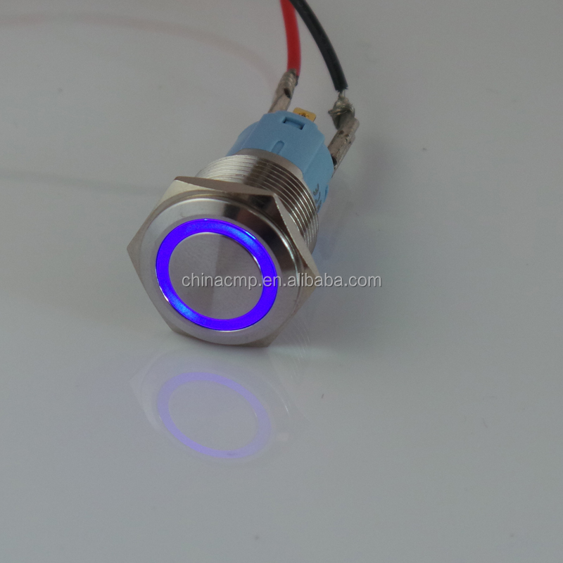Cmp2015新しいdesign16mm3.3v~220vリングブルーled照光押しボタンスイッチ、 光パワーボタンstrartオフスイッチオン仕入れ・メーカー・工場