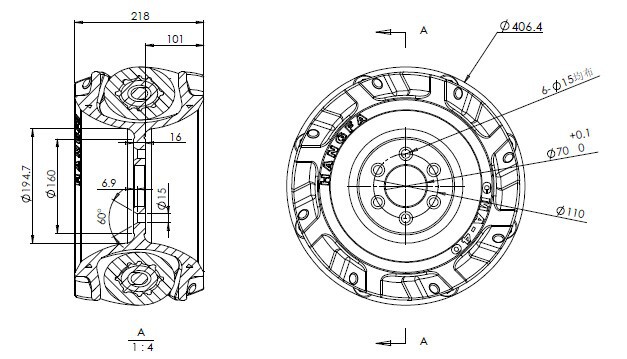 負荷容量mecanum1500kg16インチホイール上で使用される航空宇宙産業仕入れ・メーカー・工場