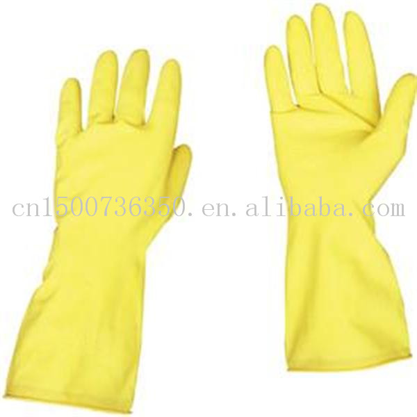 flocklined家庭用ゴム手袋黄色の長いラテックス家庭用手袋問屋・仕入れ・卸・卸売り