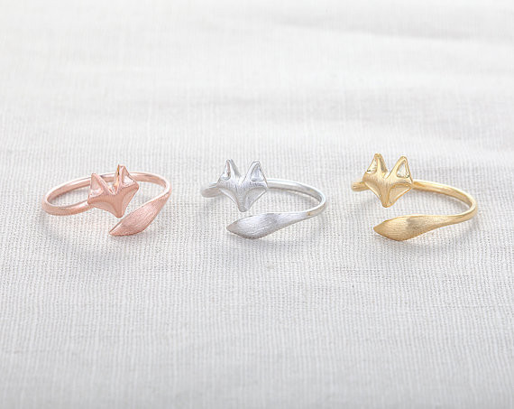 Cute Fox Ring - Silver Fox rings,unique rings,adjustable rings,animal rings,stretch rings,cute rings,cool rings