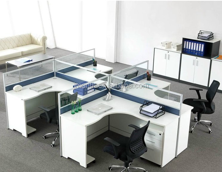 広州新オフィスpaetitionデザインを備えたオフィスの机、 オフィスの机4人仕入れ・メーカー・工場