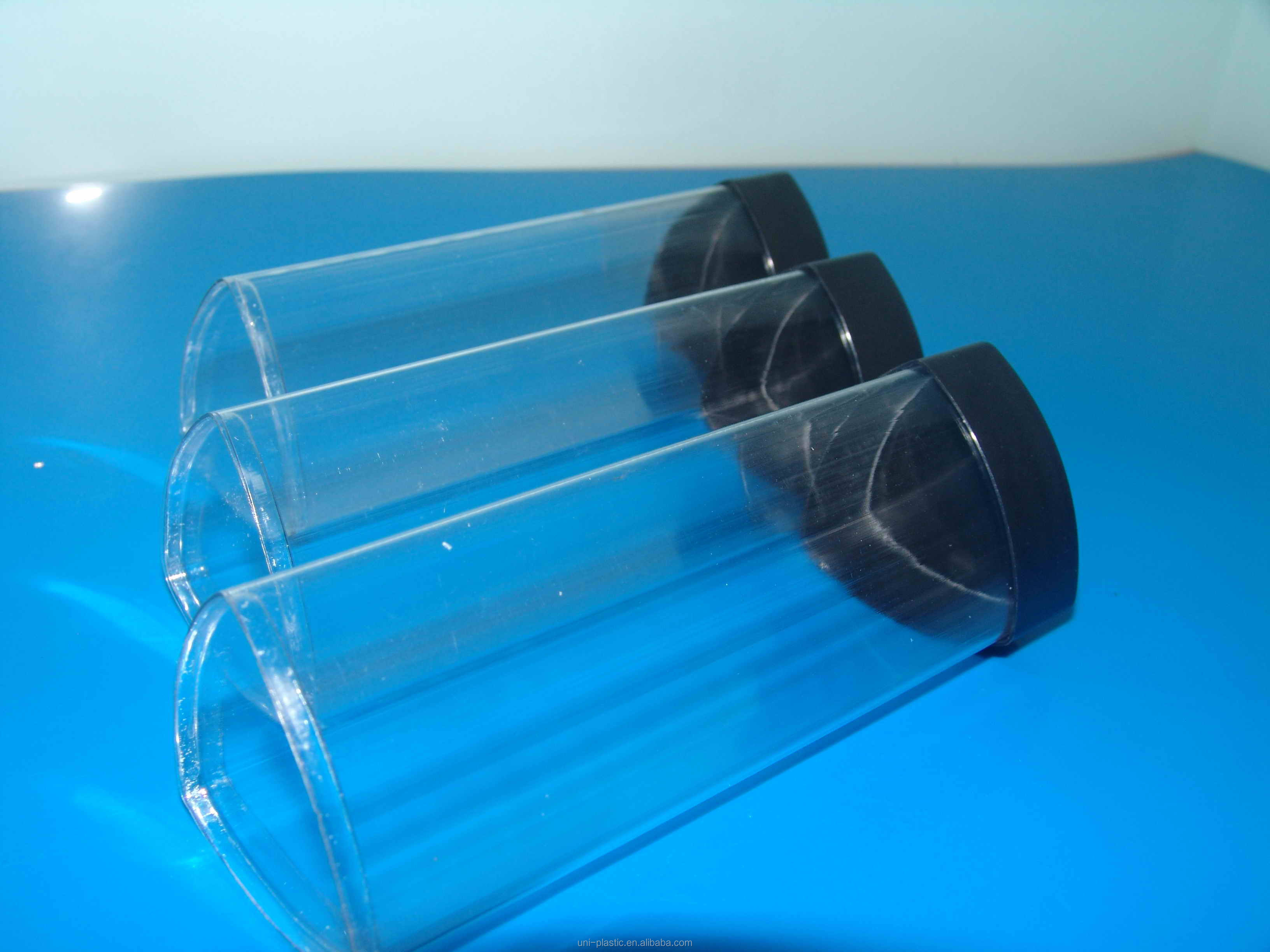 Clear Plastic Triangle Packaging Tube With Colored Caps