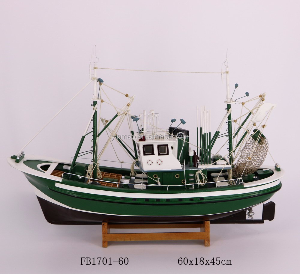 Fishing boat model, 60X18X45cm, wooden fish