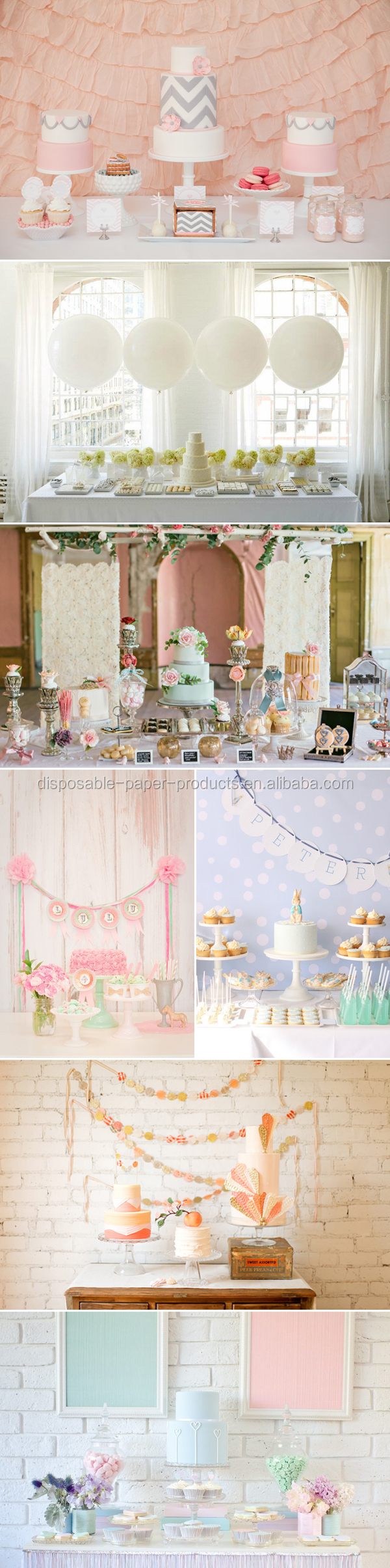 Blue Accordion Paper Lanterns Party Idea Pastel Dessert Tables