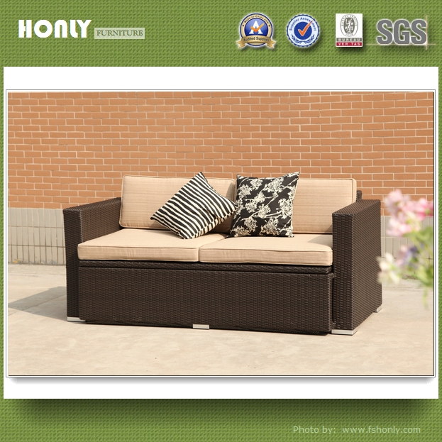 Wicker furniture guangdong used wicker double sofa furniture with extention bed