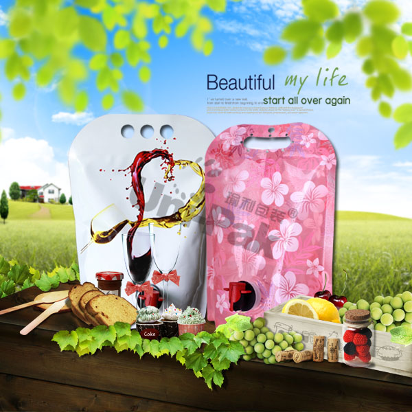customized printing 1.5l red wine pouch