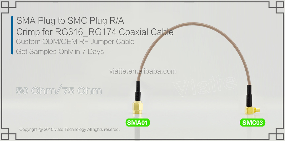 Smaプラグオスジェンダーにまっすぐsmcプラグオス直角圧着rg316_rg174用同軸ケーブルのコネクター仕入れ・メーカー・工場