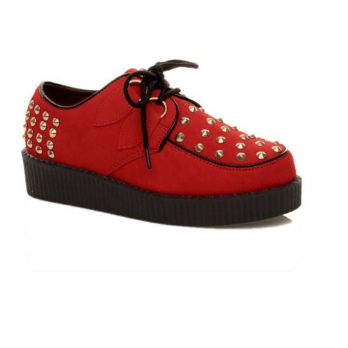 WOMENS SHOES CREEPERS PLATFORM WEDGE LACE UP SHOES CASUAL SHOES BOOTS