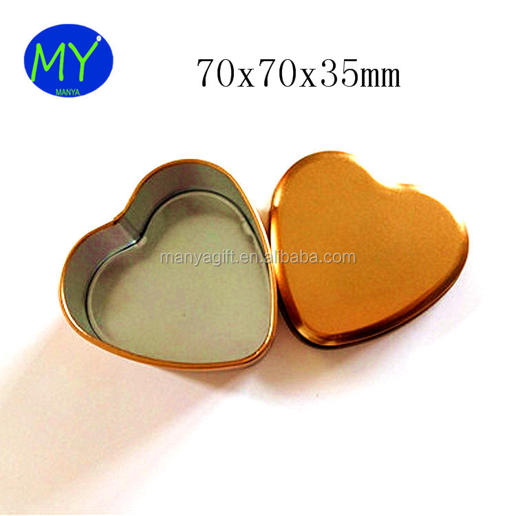 5cm gold color small heart shape tin box for wedding