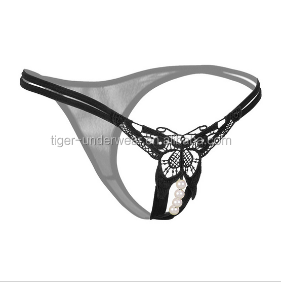 Full Open Body Girl Image Women Sexy G String Panties With Pearl String 