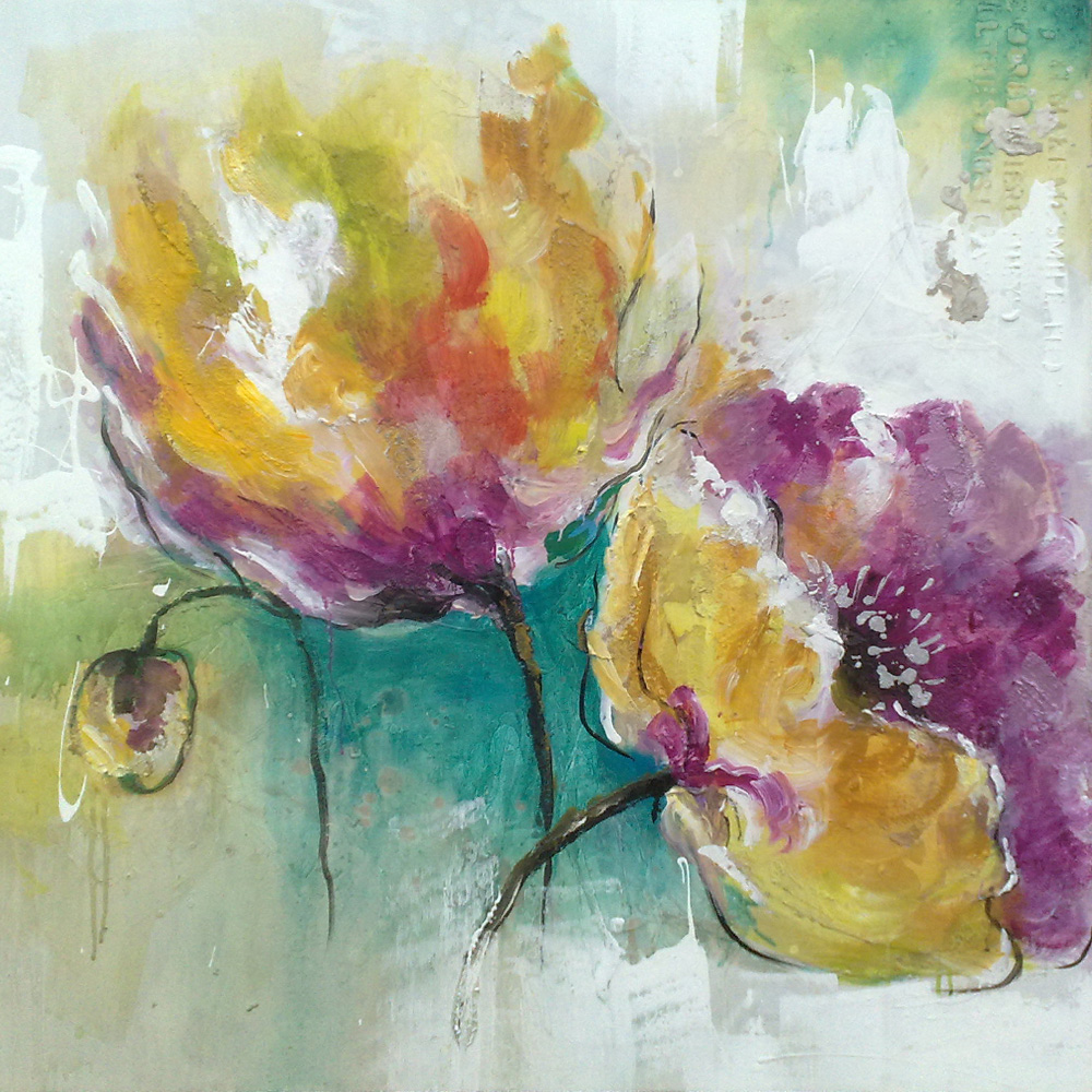 Grote bloem schilderijen, moderne canvas kunst bloem schilderij ...