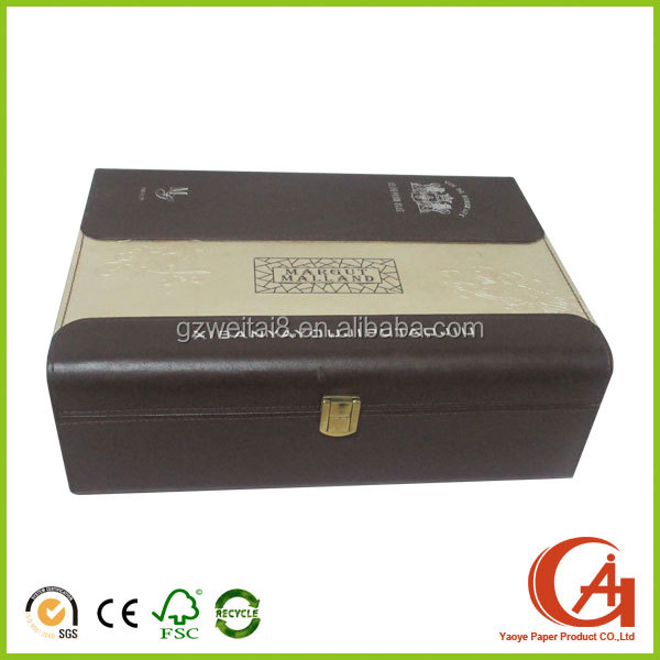 custom handmade red wine leather boxes wholesale for luxury wines packaging