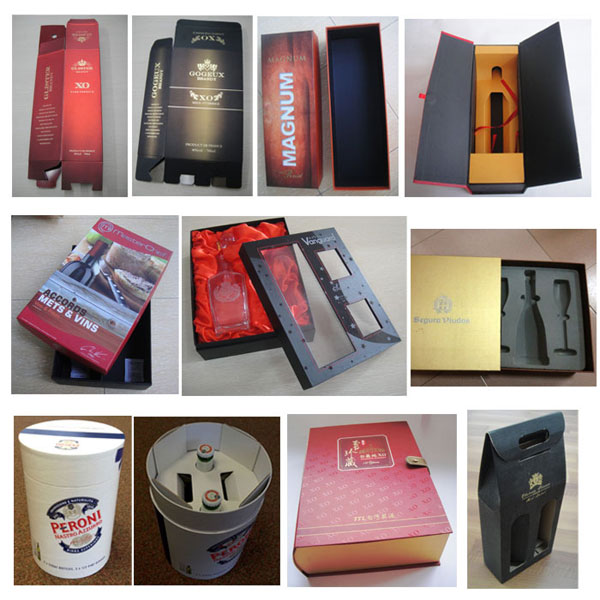 custom claret-red printed champagne gift box