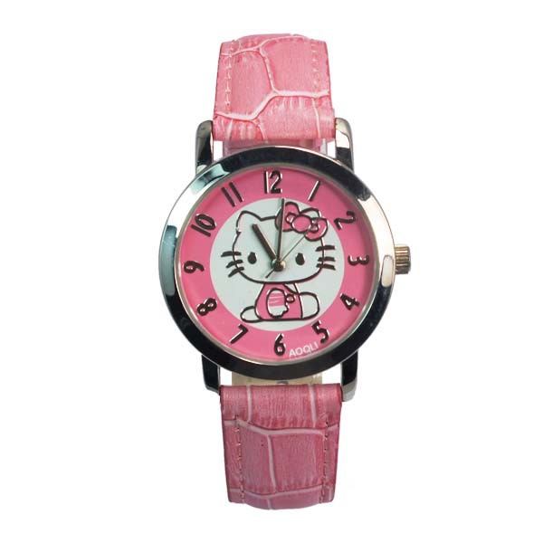 2015 New fashion watch for kids genuine leather child watch hello kitty leather watch