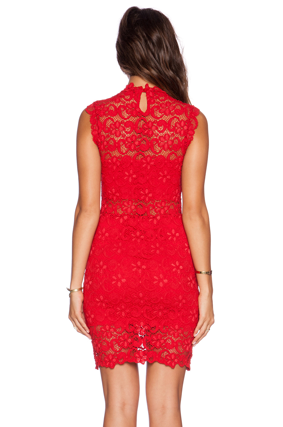 WOMEN RED SHORT TIGHT SEXY LACE CUTOUT MINI DRESS-3.jpg