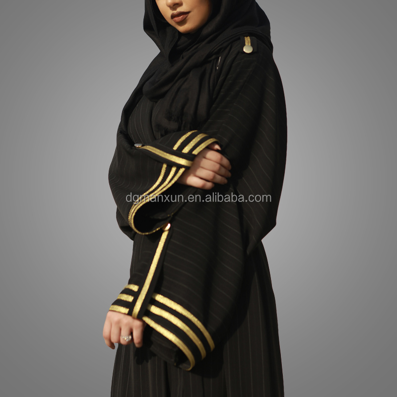 Gold Trimming Kimono Sleeves Strap Pattern Modern Kimono Maxi Hijab Kaftan Islamic Open Ab (2).jpg