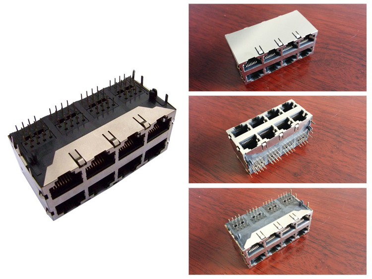 ダブルデッキ2x4の積み重ね8p8crj45モジュラージャックw/oemi指仕入れ・メーカー・工場