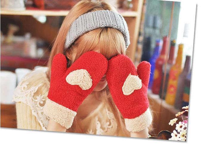 かわいいラブハートフルフィンガー2014年カシミアハンド手袋のデザイン問屋・仕入れ・卸・卸売り