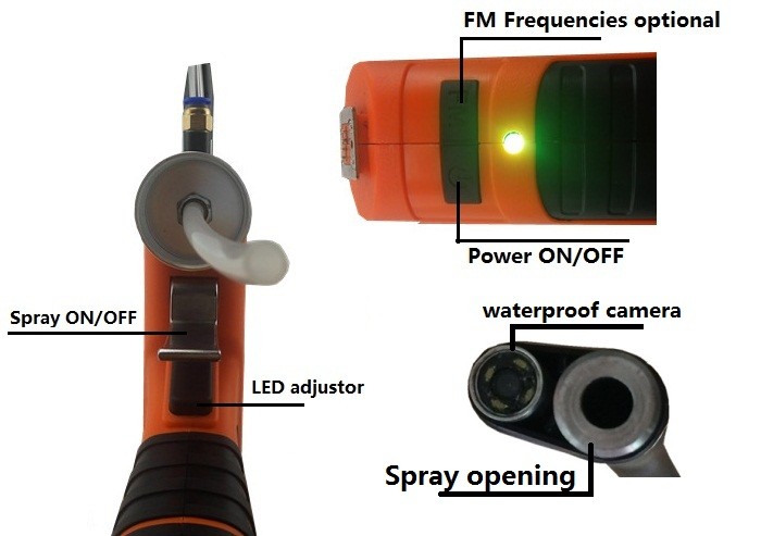 Multi-fonction jetting injector machine endoscope borescope camera