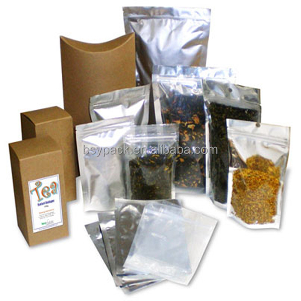 Custom printed matte suiface handling stand up aluminum foil tea bag with zipper