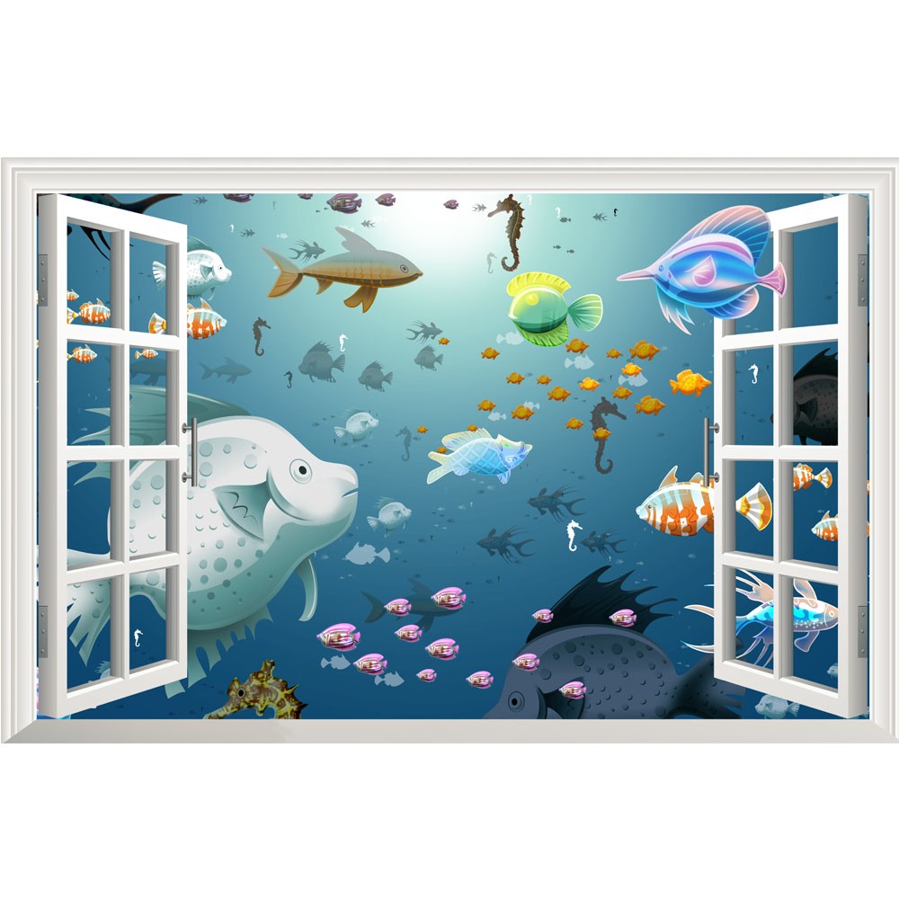 3d murales pesce sott'acqua murales carta da parati decor camera ... Carta parati isolante termico
