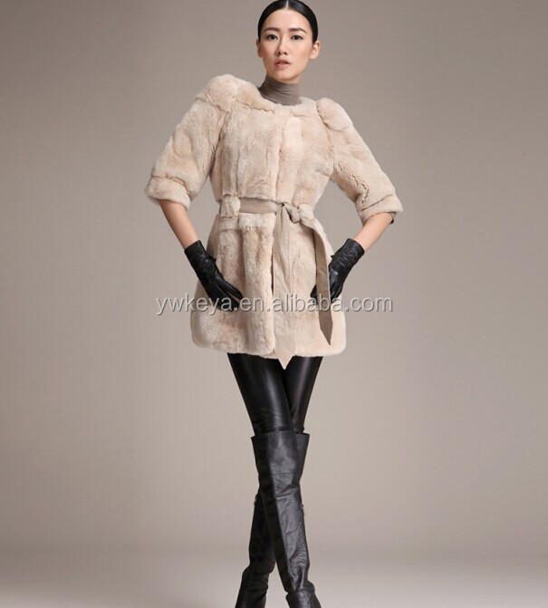 販売のための冬のアウターファッション女性本物の女性のためのrexのウサギの毛皮のコート仕入れ・メーカー・工場