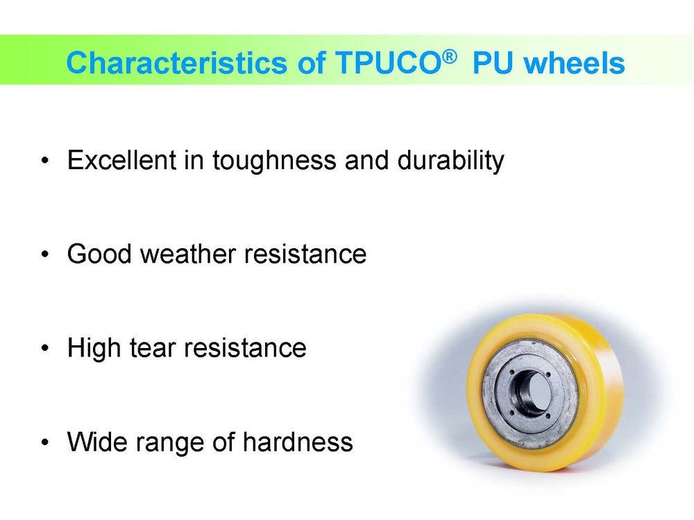 tpuco靭性と耐久性に優れた鋳造用puホイールフォークリフト仕入れ・メーカー・工場