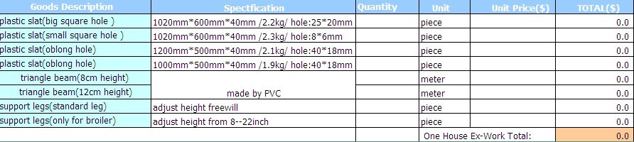 poultry plastic slats floor