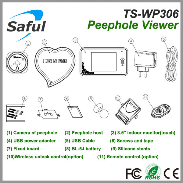 ナイトビジョンsafults-wp3062.4ghzワイヤレスロック解除、 トーク、 pictuersを取る、 デジタルドアビューア問屋・仕入れ・卸・卸売り