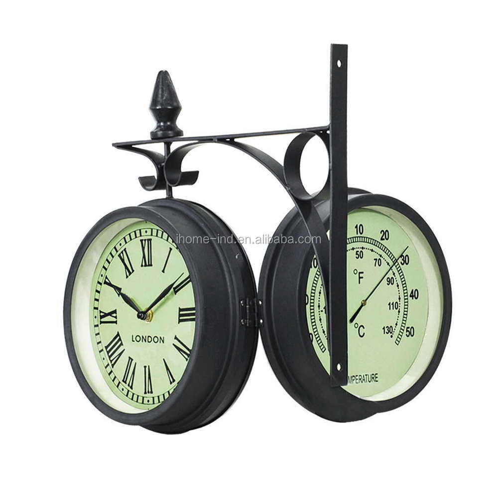 Home Garden Outdoor Waterproof Clock Antique Double Sided Wall Clocks