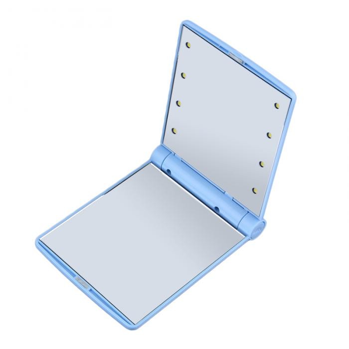Led Lighted Mini Portable Folding Compact Hand Pocket Mirror With 8 Led
