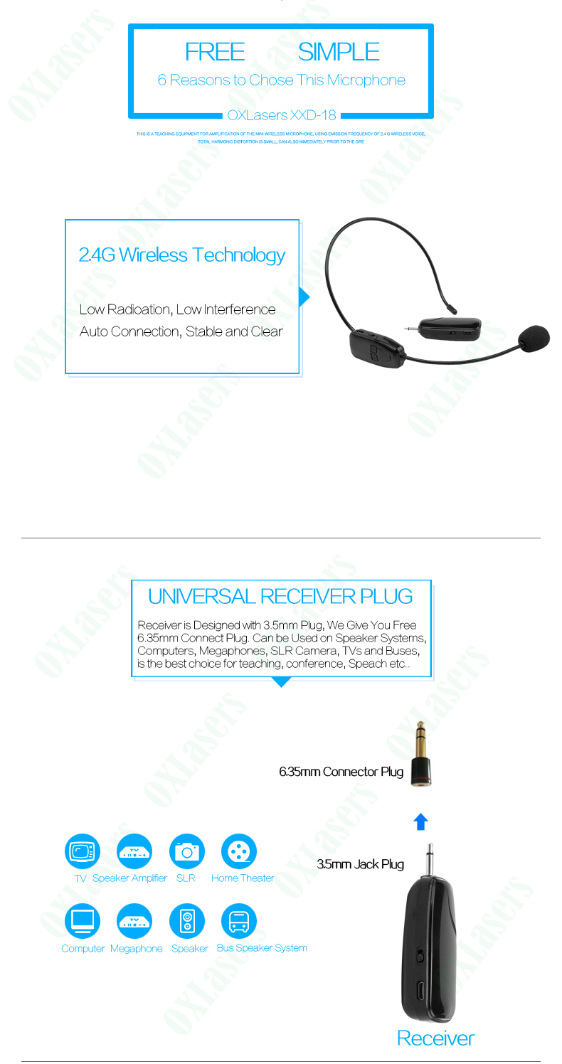 OXLasers 2.4G wireless microphone with 3.5mm Alibaba