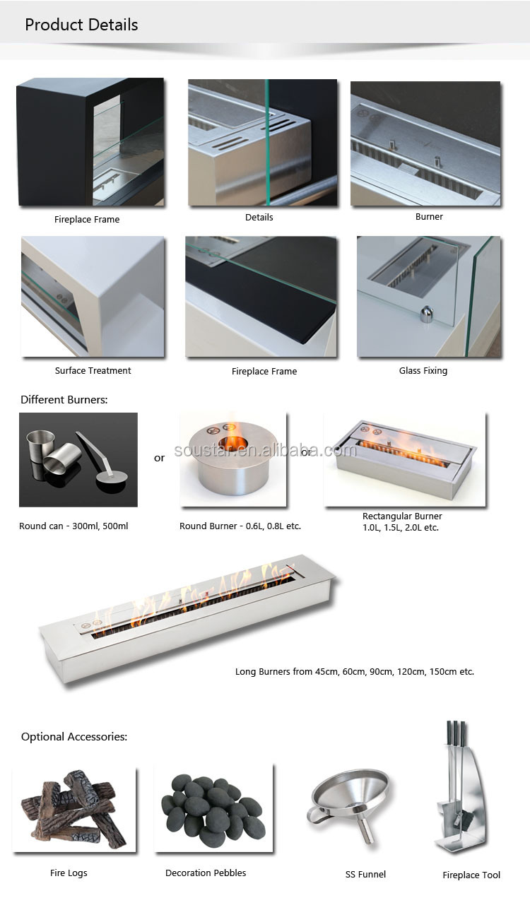 SOUSTAR A3-B freestanding ethanol/gel fuel bio fireplace burner