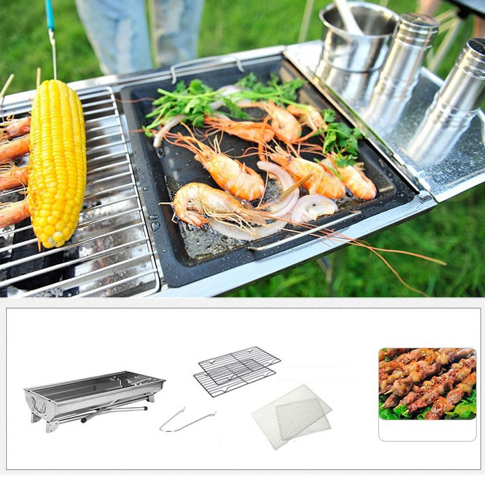 Stainless Steel Portable Outdoor Charcoal Kabob Bbq Barbecue Grill Oven