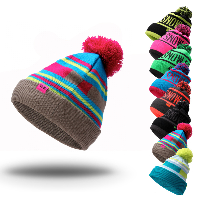 with pom with your  pom own beanie striped pom your logo Hiphop make beanie own urban colorful hat winter