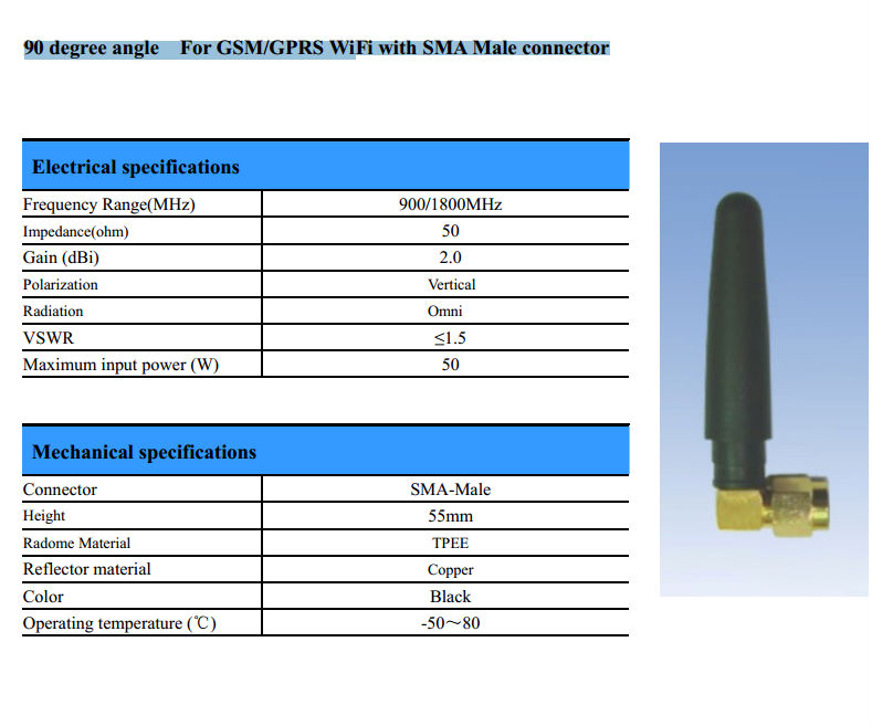 Gsmの90度の角度に/gprssdd5fmeコネクタ付きの無線lan仕入れ・メーカー・工場