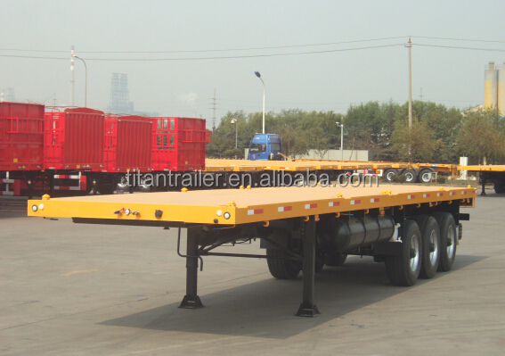 tri-axle 20ft 40ft flatbed cargo container semi trailer