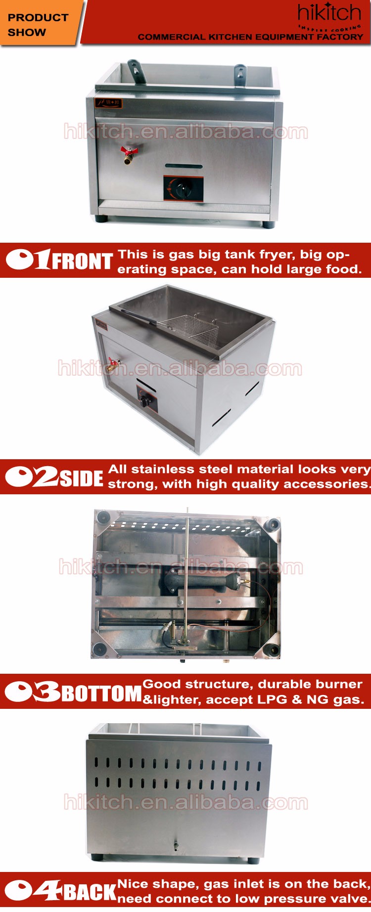 中国使用商業調理機器ガス深い脂肪フライヤー最高価格仕入れ・メーカー・工場