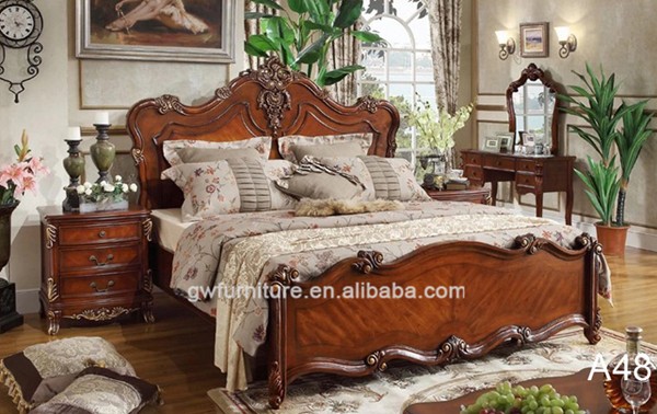イタリアロイヤル木製寝室の家具、高級布張りキャノピーベッド付きナイトスタンドa62仕入れ・メーカー・工場