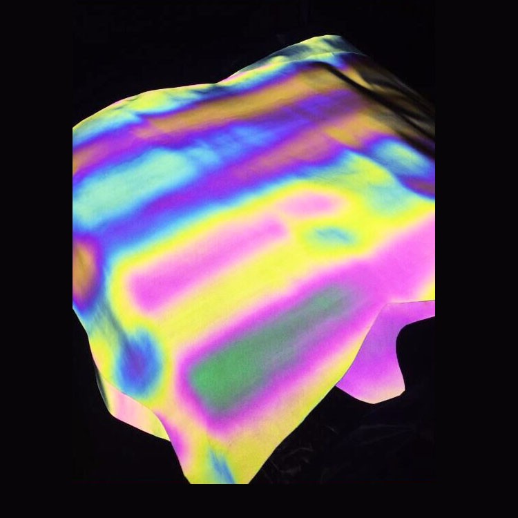 Reflective iridescent leather fabric