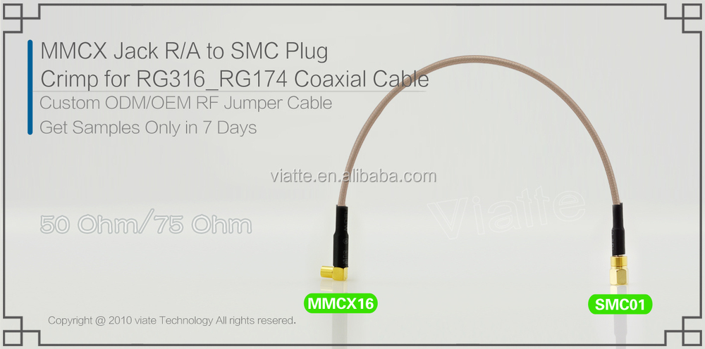 Mmcxジャック/femaler/aにsmcプラグ/rg316_rg174オス圧着同軸ケーブルのコネクタのための中国のサプライヤー仕入れ・メーカー・工場