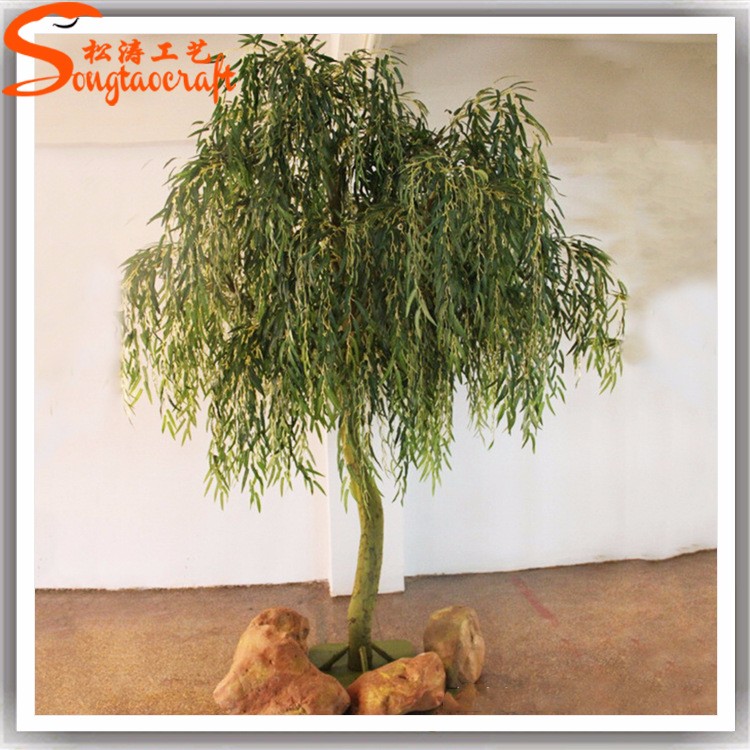 Artificial Weeping Tree Bonsai Green Leaves Willow Tree High Simulation