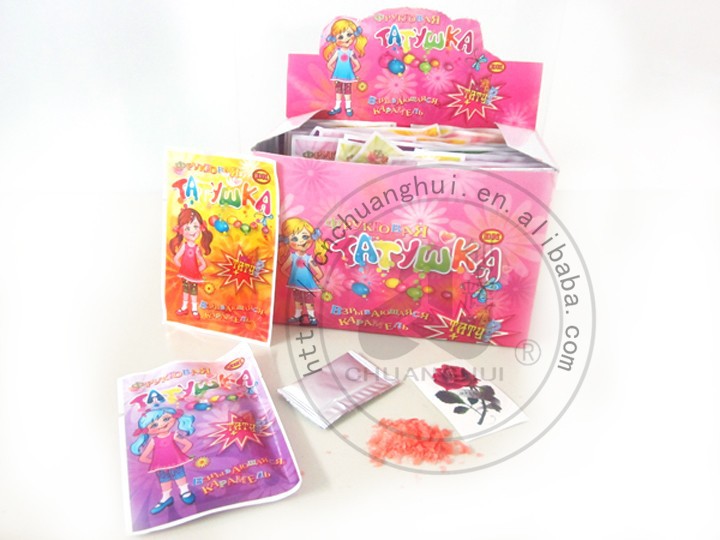 ch factory hot sale sweets popping candy with tattoo candy for