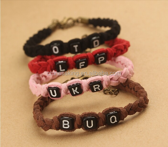 alphabet initial letter beads hand woven bracelet DIY letter beads woven bracelet custom letter bead braided bracelet handmade friendship bracelet from Miss Luv.jpg