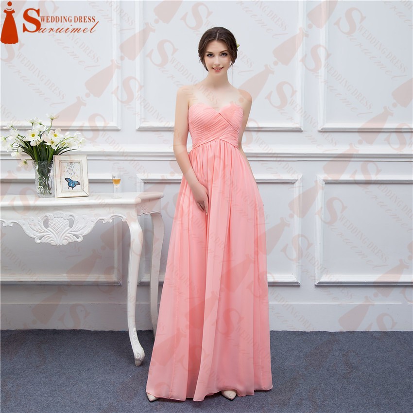 2016 Free Shipping Bridesmaid Dresses Coral Chiffon Sweetheart