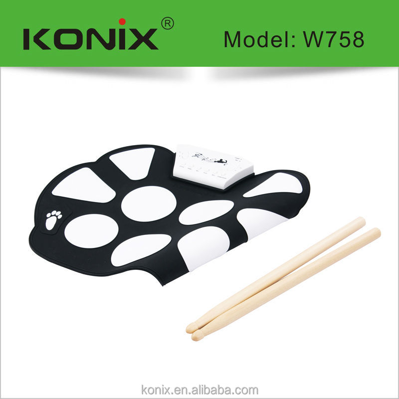 konixprotable最も安いドラムセットキットusbロールアップドラムパッドシリコーン手棒付きドラムキット仕入れ・メーカー・工場