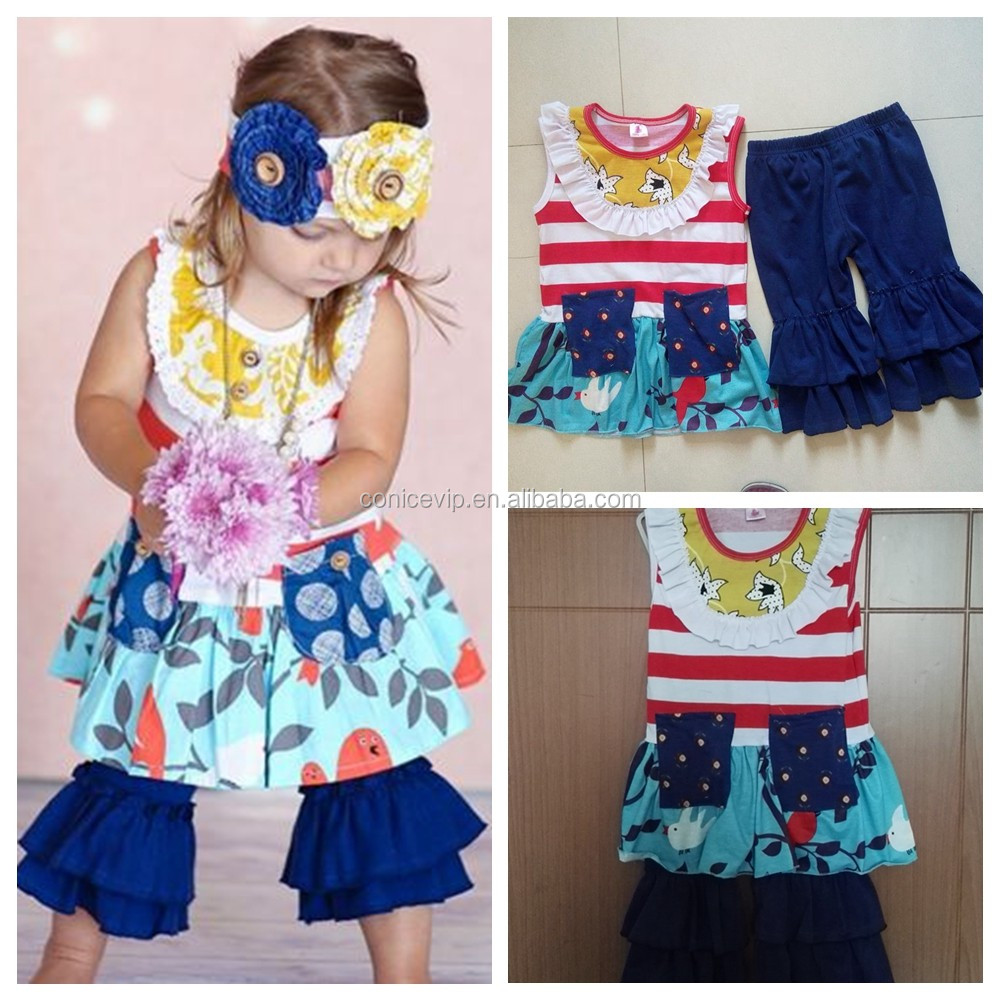 2016幼児ブティック青ドレスレギンス女の子夏の服仕入れ・メーカー・工場